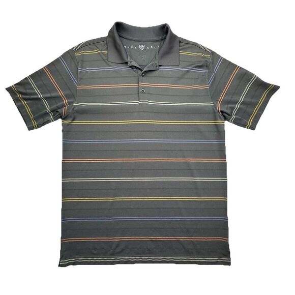 Nike Golf Mens Polo Shirt Short Sleeve Size Large Gray Stripe Lightweight - Picture 1 of 6